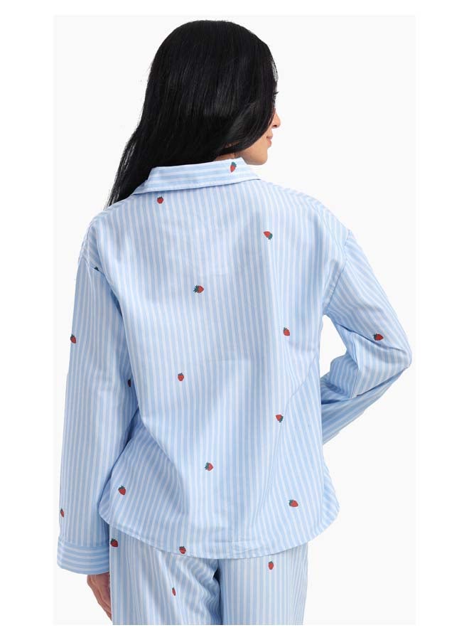 Carina Striped Strawberry Printed Pyjama Set  - Image 5