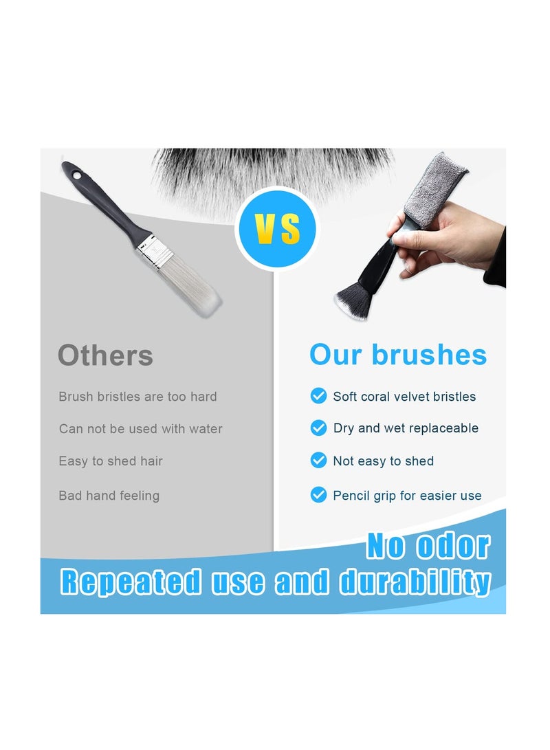 Excefore Double Head Brush for Car Clean, 2 Pack Car Interior Cleaning Soft Brushes, Car Detailing Tools, Car Interior Beauty Brush for Universal Vehicle Dashboard Screen, Air Vents, Computer, Black - Image 5