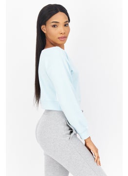 adidas Originals Women Sportswear Fit Long Sleeve Outdoor Cropped Top, Turquoise  - Image 2