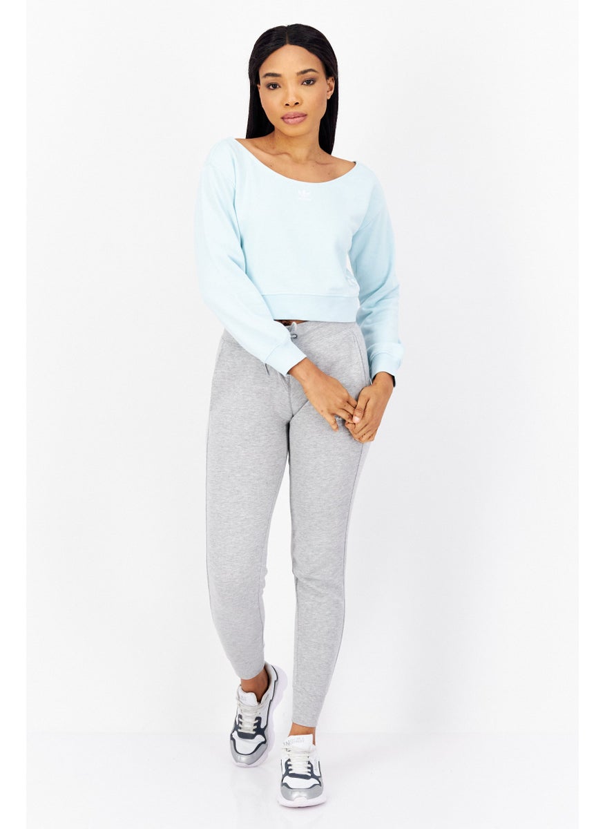 adidas Originals Women Sportswear Fit Long Sleeve Outdoor Cropped Top, Turquoise  - Image 4