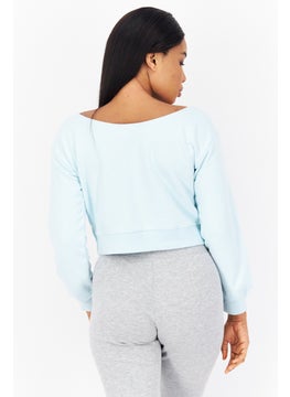 adidas Originals Women Sportswear Fit Long Sleeve Outdoor Cropped Top, Turquoise  - Image 3
