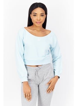 adidas Originals Women Sportswear Fit Long Sleeve Outdoor Cropped Top, Turquoise  - Image 1