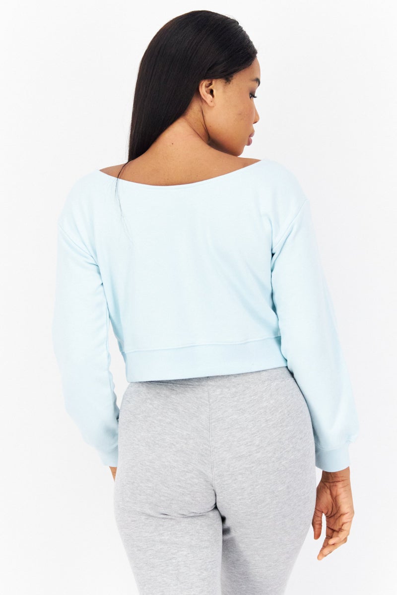 adidas Originals Women Sportswear Fit Long Sleeve Outdoor Cropped Top, Turquoise - Image 3