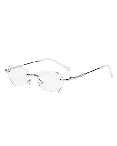 LUFF Rimless Reading Glasses for Women, Fashion Lightweight Anti Blue Light Readers Classic Metal Comfortable Frame Glasses - Image 1