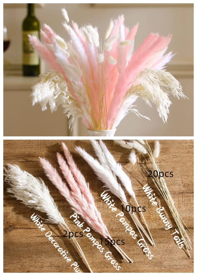 Bluejw G54 NWhite Pampas Grass Decor - Large Fluffy Dried Pampas Bundle, Real Natural Wild Pampas Plumes for Wedding Christmas Ornaments, Luxury Home Decor, Dried Plants Included - Image 5