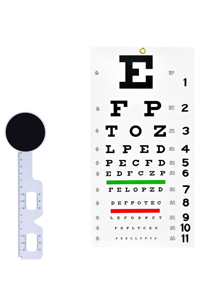 Generic Eye Chart with PD Ruler and Eye Occluder, Eye Test Chart Combo ...