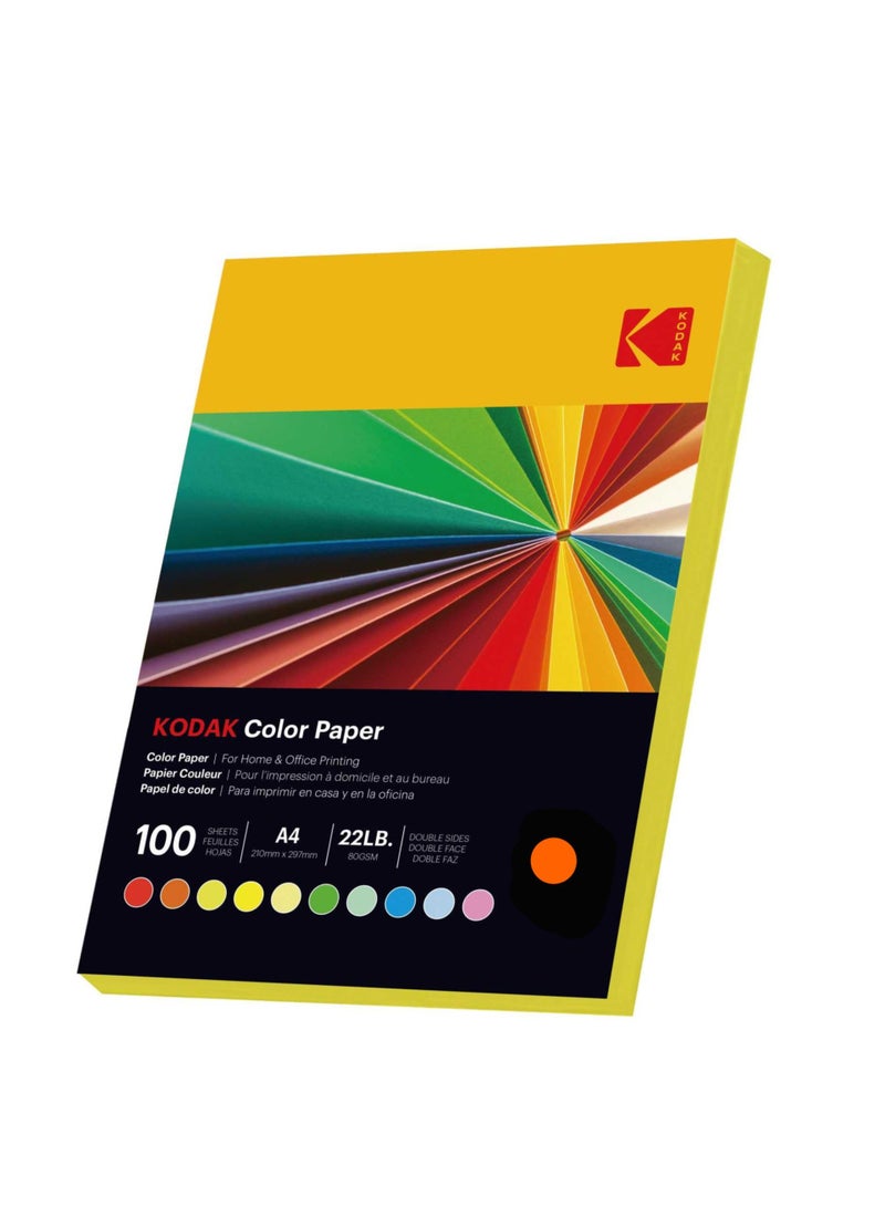 Kodak Color Paper Double Sides A4 (210x297mm) 100 Sheets 80 GSM ORANGE - Image 2