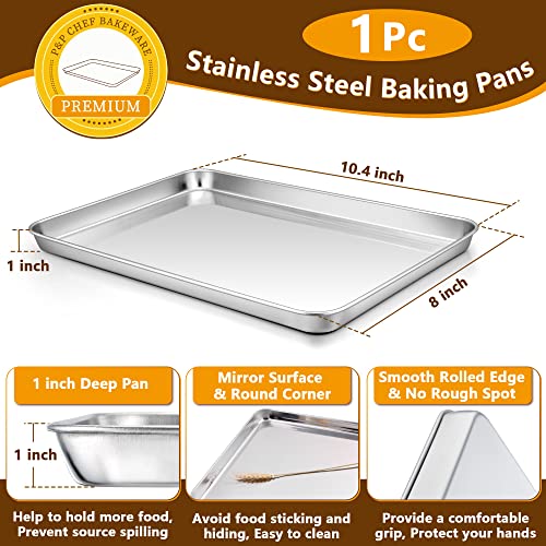 P&P CHEF 10.4 Inch Baking Sheet Pan with Rack Set, Stainless Steel Cookie Sheet Pan Tray with Cooling Rack for Oven Use, Cooking Roasting, Non Toxic & Dishwasher Safe, Heavy Duty - Image 2