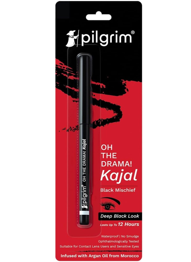 PILGRIM pilgrim black mischief kajal smudge waterproof single stroke matte finish pencil lasts up to 12hrs  - Image 1