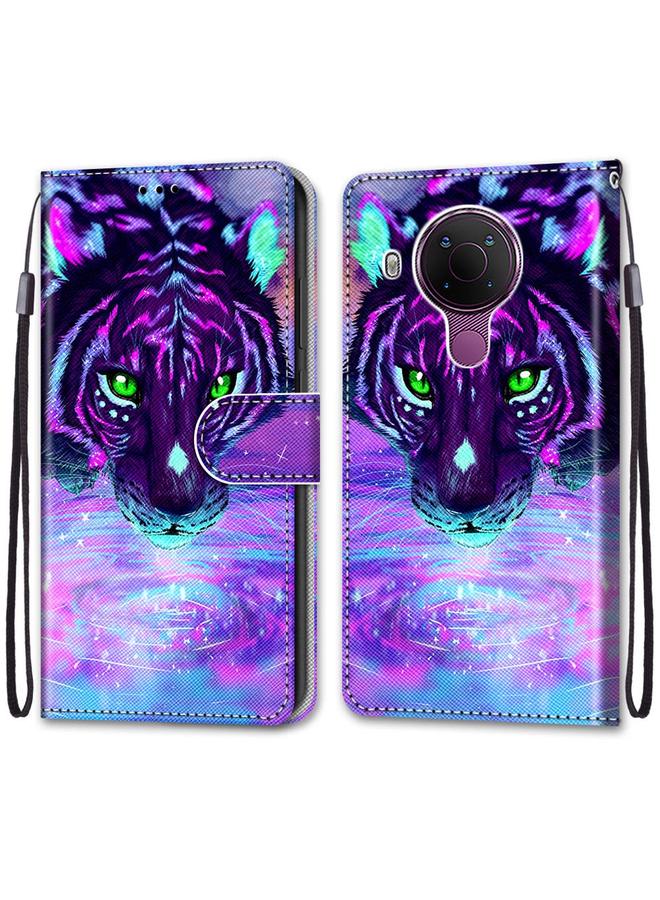 اس-توب جراب لهاتف Nokia 5.4، جراب جلدي من البولي يوريثان قابل للطي أفقيًا بتصميم متقاطع ملون مع حامل وفتحات للبطاقات ومحفظة وحبل قصير - Image 2