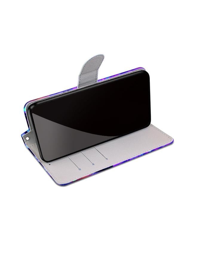 اس-توب جراب لهاتف Nokia 5.4، جراب جلدي من البولي يوريثان قابل للطي أفقيًا بتصميم متقاطع ملون مع حامل وفتحات للبطاقات ومحفظة وحبل قصير - Image 3