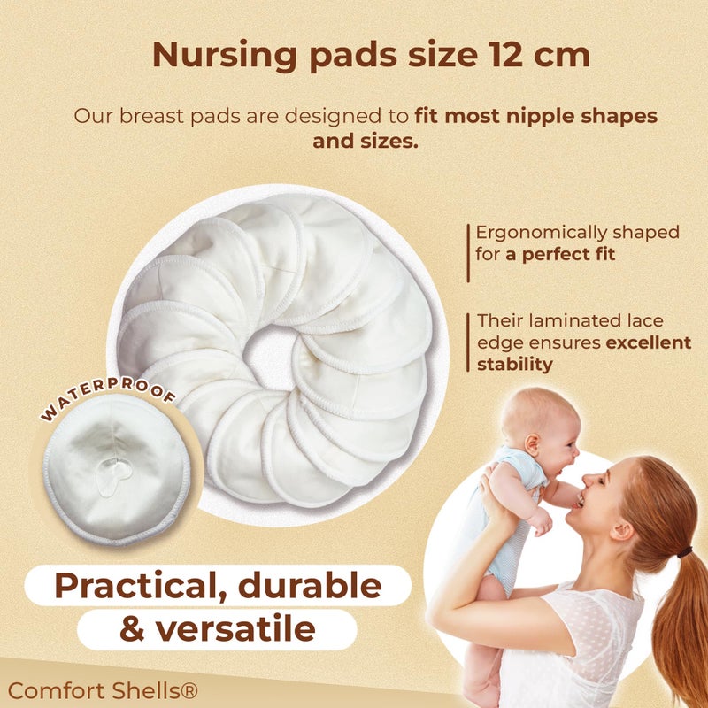 Comfort Shells وسادات الرضاعة القابلة لإعادة الاستخدام Comfort Shells® - عبوة 14 وسادة صدر فائقة النعومة + حقيبة غسيل + سوار مشبك الرضاعة - قابلة للغسل، مضادة للحساسية - تمتص تسرب حليب الثدي - Image 5