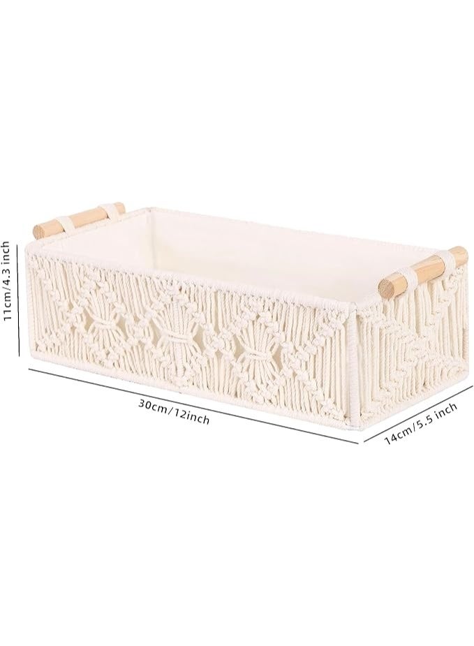 انتيكيانو علبة تخزين بتصميم مكرمية -منظم بوهيمي منسوج يدويا - 30X15 CM - Image 2