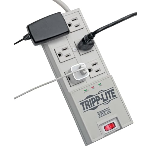 Tripp Lite ترينب لايت 6 مخرج واقي من زيادة الطاقة، سلك بطول 6 أقدام، قابس بزاوية صحيحة، وتأمين بقيمة 50,000 دولار (TR-6) رمادي - Image 2