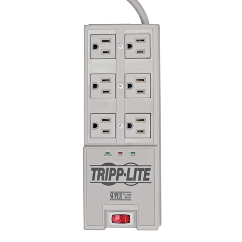 Tripp Lite ترينب لايت 6 مخرج واقي من زيادة الطاقة، سلك بطول 6 أقدام، قابس بزاوية صحيحة، وتأمين بقيمة 50,000 دولار (TR-6) رمادي - Image 4