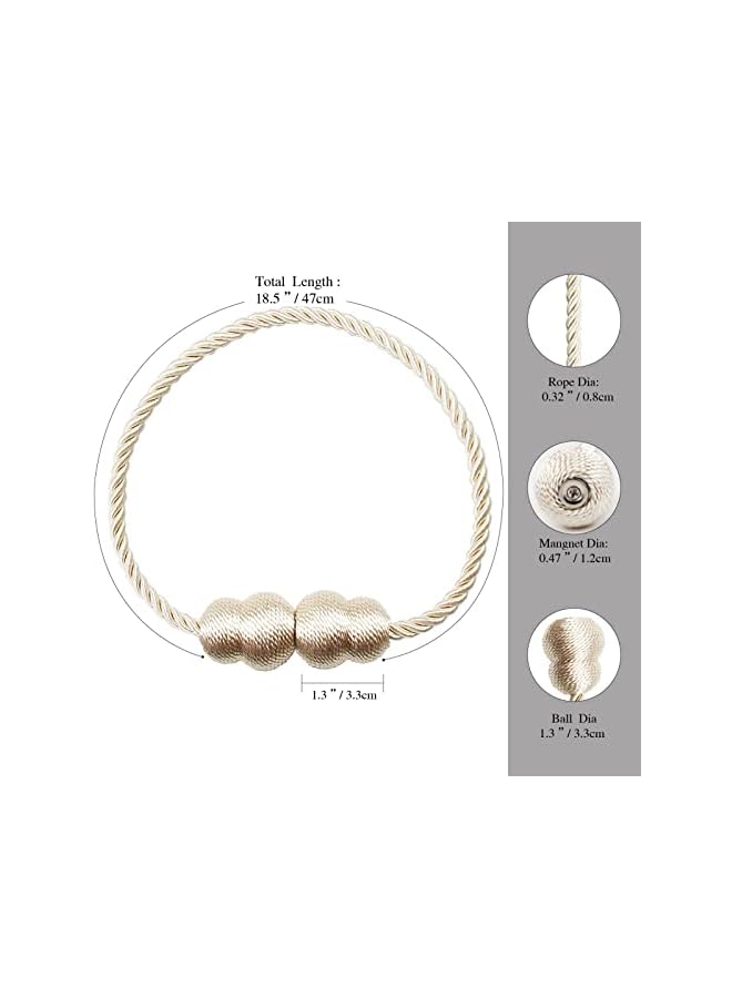 erorex Magnetic Curtain Tiebacks 6 Pack Rope Decorative Curtain Tie Backs Elegant Curtain Holders for Drapes Outdoor Window Treatment Holdbacks, Beige  - Image 2
