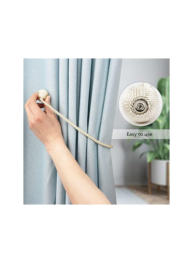 erorex Magnetic Curtain Tiebacks 6 Pack Rope Decorative Curtain Tie Backs Elegant Curtain Holders for Drapes Outdoor Window Treatment Holdbacks, Beige  - Image 5