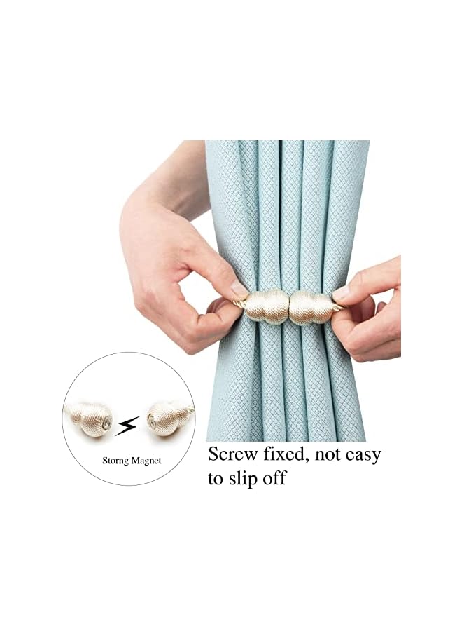 erorex Magnetic Curtain Tiebacks 6 Pack Rope Decorative Curtain Tie Backs Elegant Curtain Holders for Drapes Outdoor Window Treatment Holdbacks, Beige  - Image 3