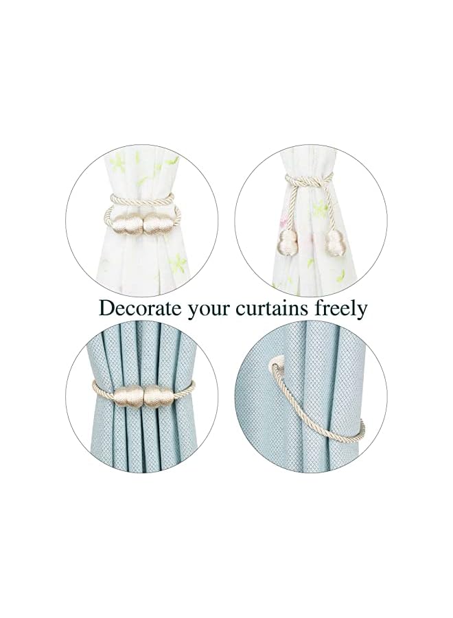 erorex Magnetic Curtain Tiebacks 6 Pack Rope Decorative Curtain Tie Backs Elegant Curtain Holders for Drapes Outdoor Window Treatment Holdbacks, Beige  - Image 4