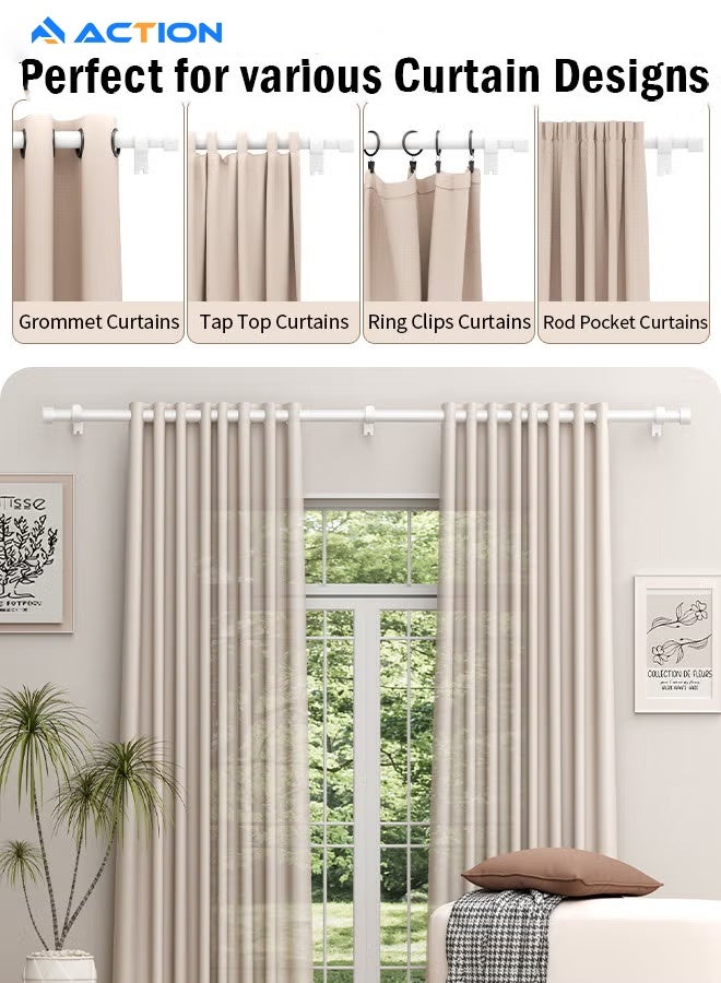 أكشن عصا ستائر بطول من 91.4 إلى 223.5 سم لمجموعة أعمدة الستائر للستائر المعلقة بالعينات بقطر 25 مم، ستائر قوي للتنصيب مع حوامل قابلة للتعديل لغرفة النوم وغرفة المعيشة والمكتب - Image 2