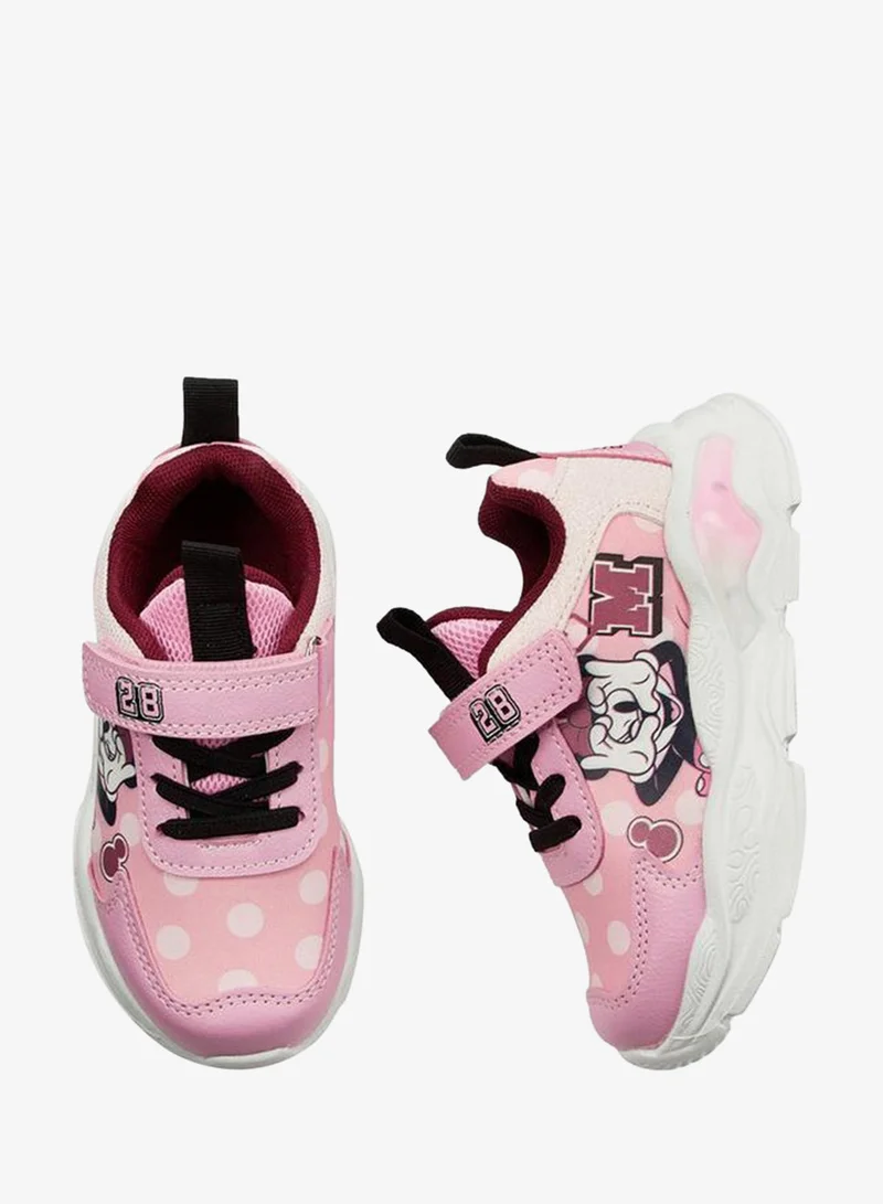 Disney PINK Girls Minnie Mouse Print Light-Up Ankle School Sneakers for Women | Best Price UAE