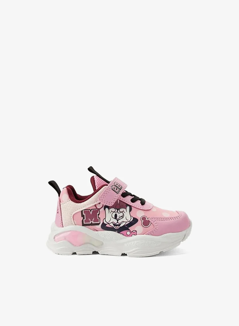 Girls Minnie Mouse Print Light-Up Ankle School Sneakers
