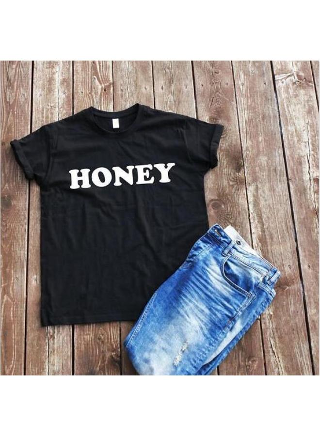 VUELO Explosions European And American Fashion Leisure Letter Honey Printed Short Sleeve T-shirt Spot 