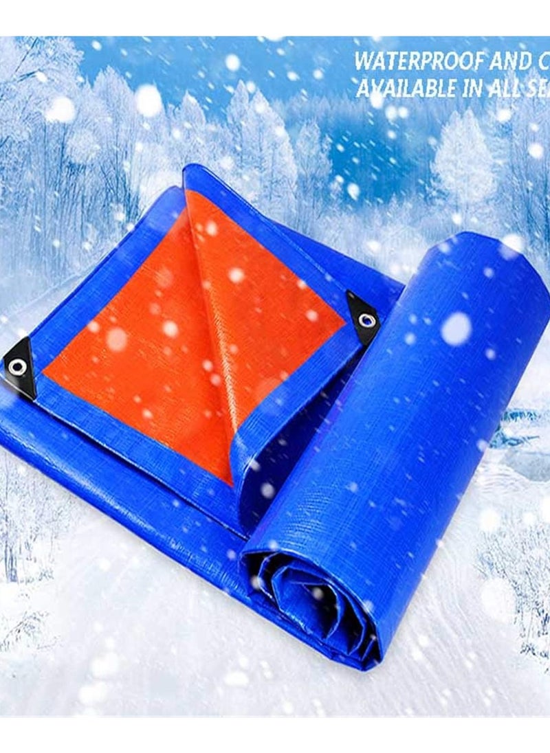 Generic Heavy Duty Waterproof Tarpaulin, Blue/Orange Woven PE Tarpaulin, 160gsm Rot Resistant, Outdoor Camping Ground Tent, Ground Furniture Cover, 5x10m  - Image 3