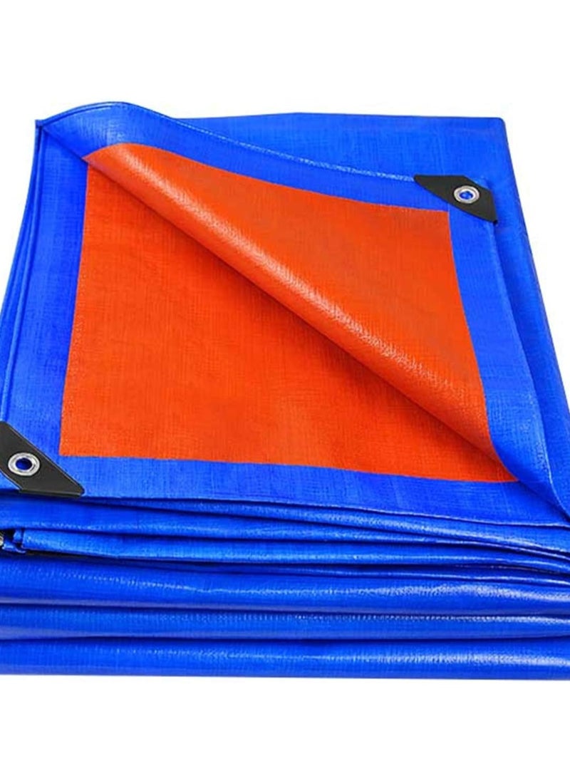 Generic Heavy Duty Waterproof Tarpaulin, Blue/Orange Woven PE Tarpaulin, 160gsm Rot Resistant, Outdoor Camping Ground Tent, Ground Furniture Cover, 5x10m  - Image 1