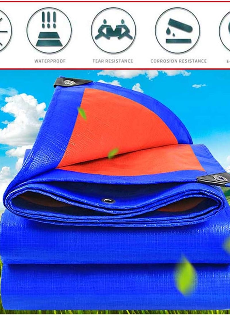 Generic Heavy Duty Waterproof Tarpaulin, Blue/Orange Woven PE Tarpaulin, 160gsm Rot Resistant, Outdoor Camping Ground Tent, Ground Furniture Cover, 5x10m  - Image 2