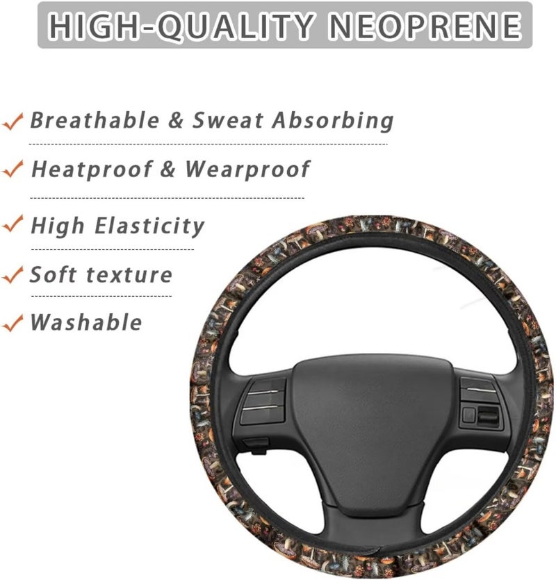 Car Steering Wheel Cover for Women and Men,Non-Slip Breathable Steering Wheel,Universal 14.5"-15" Fit for Cars and SUVs Purple Steering Wheel Cover(Mushroom Harvest) - Image 4