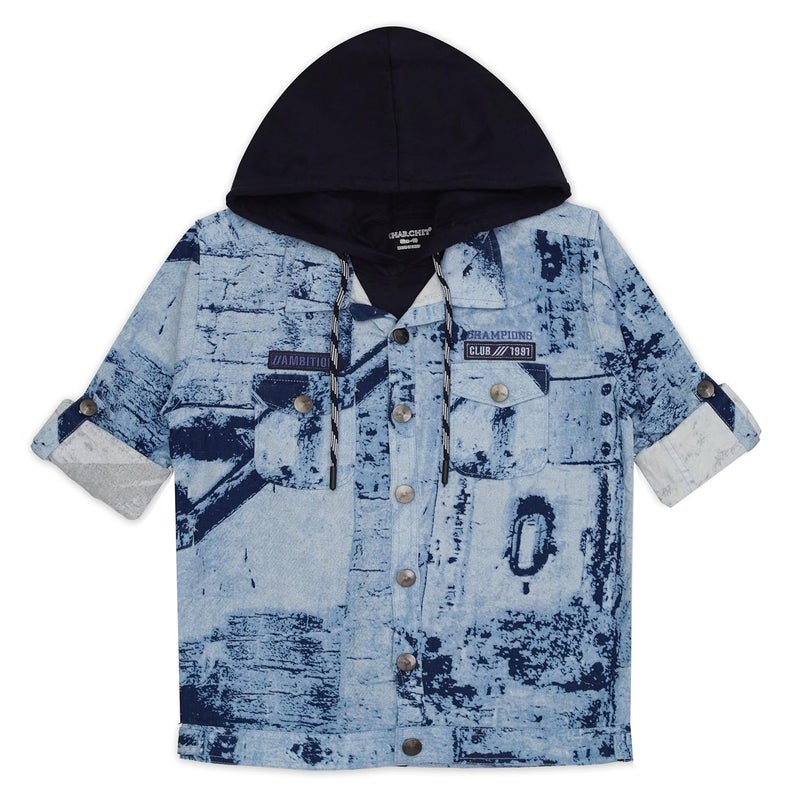 CAVIO Boys Printed Casual Jacket With Hooded T-Shirt - Image 3