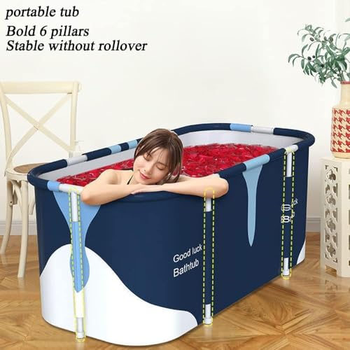 Valajogi Adult Folding Bathtub Portable Soaking Tub, Collapsible Family SPA Barrel, Maintaining Hot & Cold Temperature With Drainage Hole & Thicken Layer for Home Hot Water & Ice Bath (Milkey) - Image 5