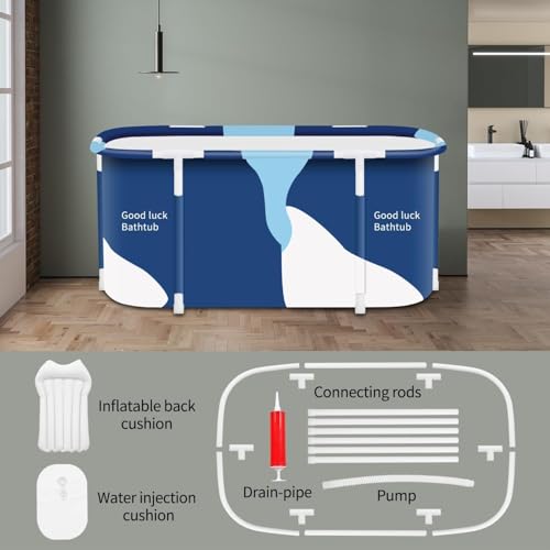 Valajogi Adult Folding Bathtub Portable Soaking Tub, Collapsible Family SPA Barrel, Maintaining Hot & Cold Temperature With Drainage Hole & Thicken Layer for Home Hot Water & Ice Bath (Milkey) - Image 2