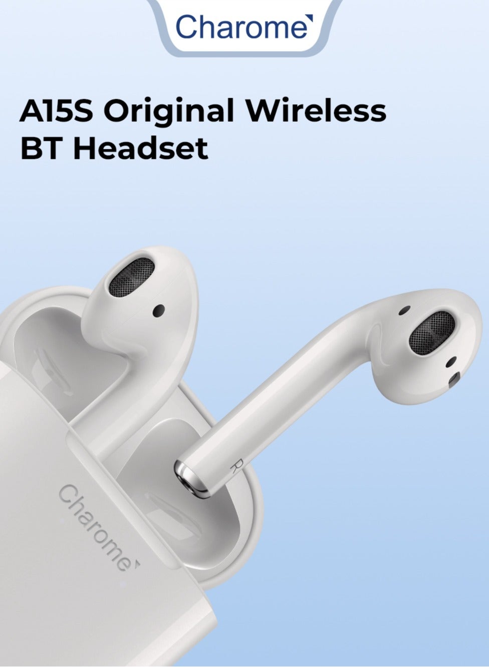 Charome A15S Bluetooth Headset Truly Wireless Earbuds Thumping Bass Multi Mode 5H Playtime Magnetic Wireless Charging Customized Sound Gaming Mode