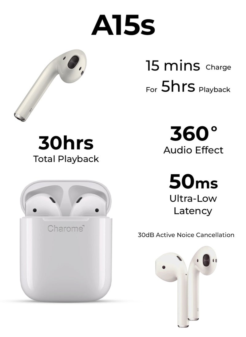 Charome Charome A15S Bluetooth Headset Truly Wireless Earbuds Thumping Bass Multi Mode 5H Playtime Magnetic Wireless Charging Customized Sound Gaming Mode  - Image 5