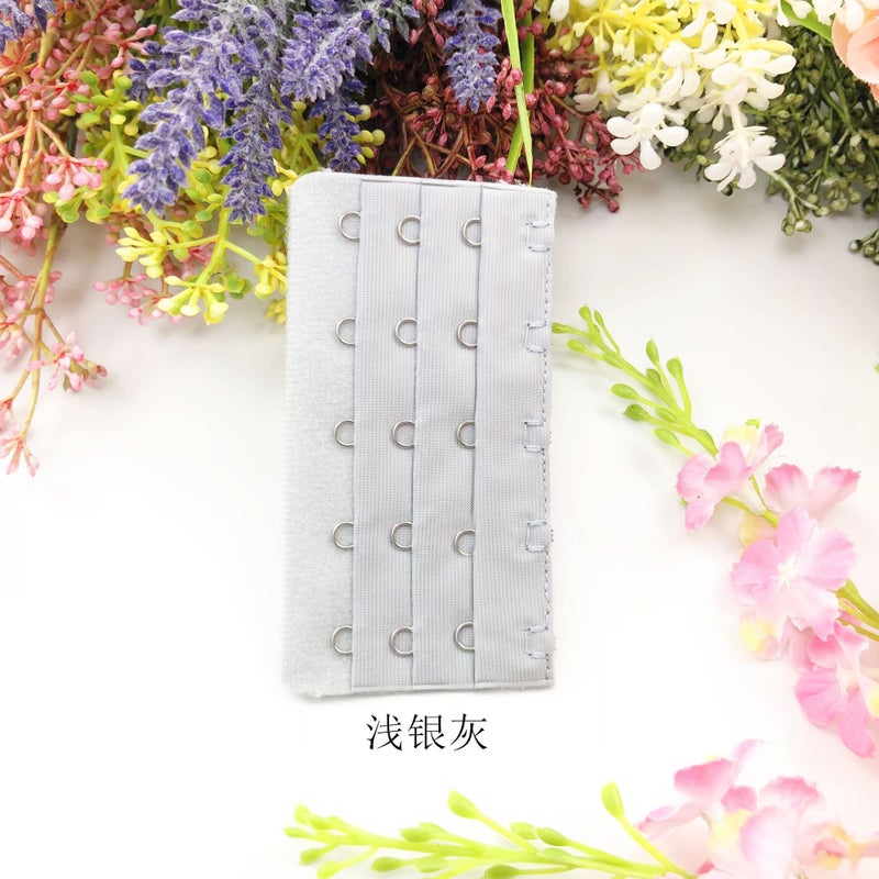 Generic Underwear extension buckle three rows of five buttons/5 rows of 9.5cm bra extension back buckle buckle many colors without packaging Light Silver Gray 