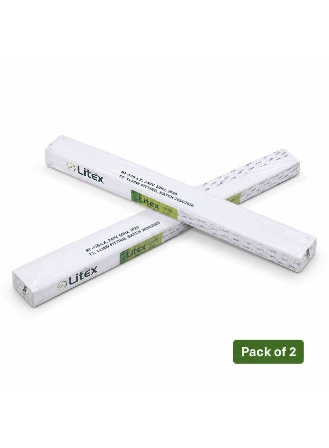 Litex Pack of 2 LED Lighting Fixture 4ft (BF-136-LX) – Energy Efficient, Bright White Light, Easy Installation, Durable Shop Light for Home, Garage & Commercial Use - Image 3