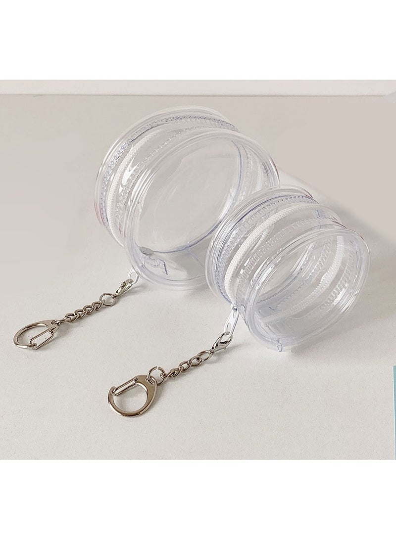 Clear Doll Display Bag, Pin Display Bag with Keychain, Round PVC Transparent Case - Image 1