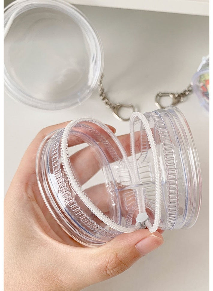 Clear Doll Display Bag, Pin Display Bag with Keychain, Round PVC Transparent Case - Image 4