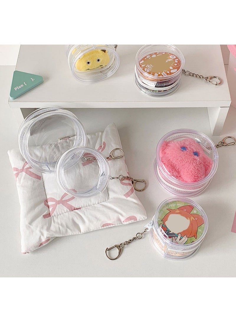 Clear Doll Display Bag, Pin Display Bag with Keychain, Round PVC Transparent Case - Image 2