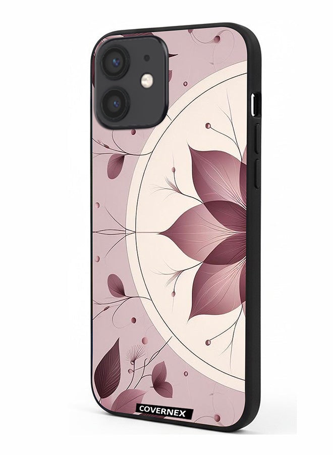 Covernex Apple iPhone 12 Mini Protective Case Cover Printed Featuring Abstract Lotus Leaf - Image 1