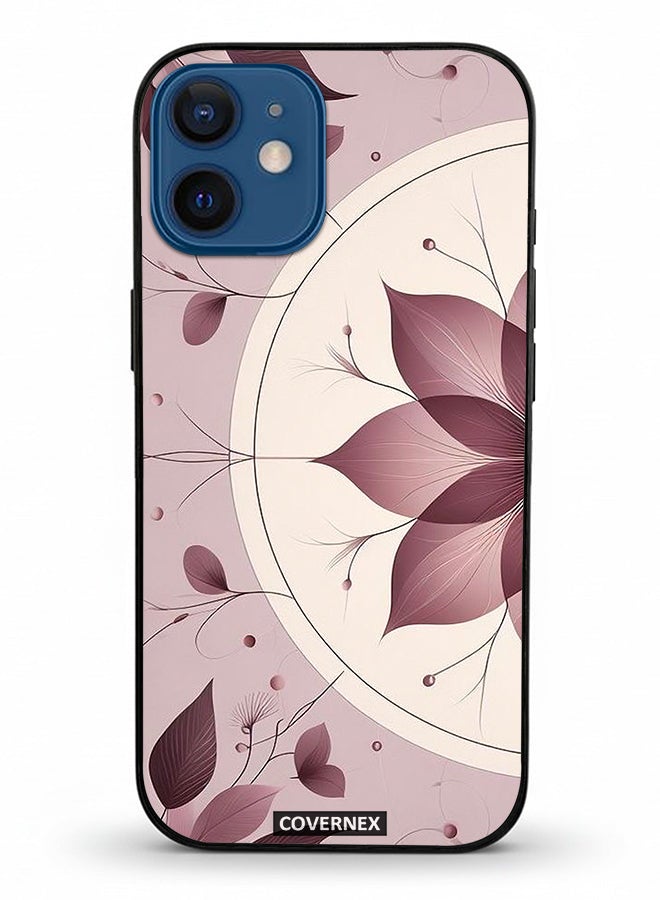 Covernex Apple iPhone 12 Mini Protective Case Cover Printed Featuring Abstract Lotus Leaf - Image 2