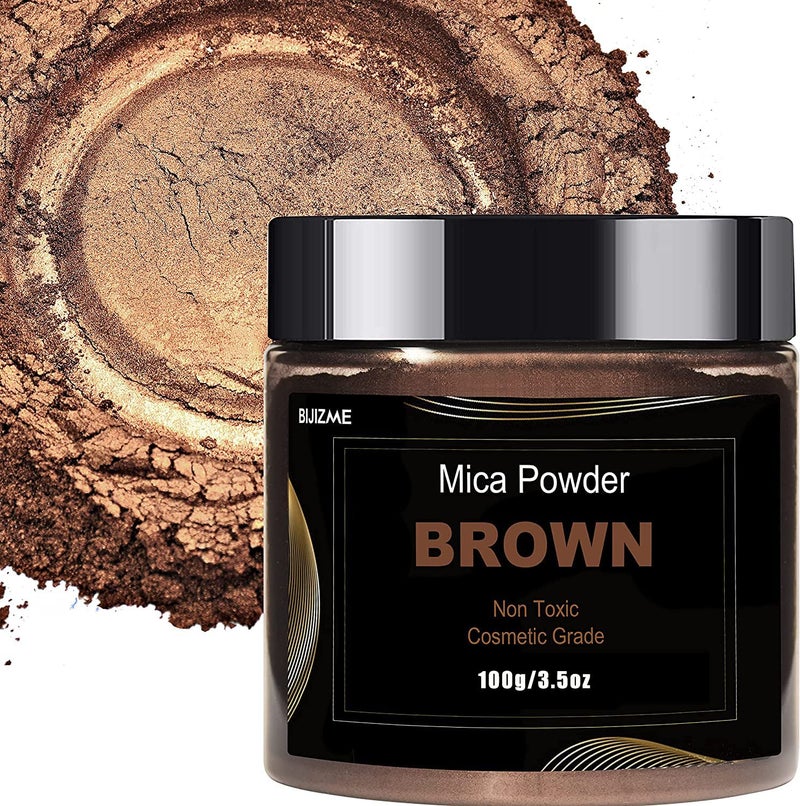 BIJIZME Brown Mica Powder Pigment 100g Cosmetic Grade Metallic Mica Powder for Epoxy Resin Lip Gloss SoapCandle Making Bath BombsTumblers Jewelry Dyes and DIY Crafting ProjectsBrown 35oz