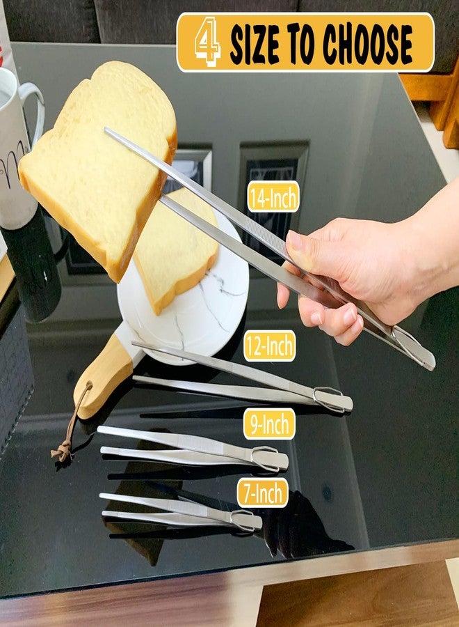 JETKONG Extra Long Kitchen Tweezers Heavy Duty Stainless Steel Cooking Tweezers, Set of 3 (9 12 14 Inch, Silver) - Image 5
