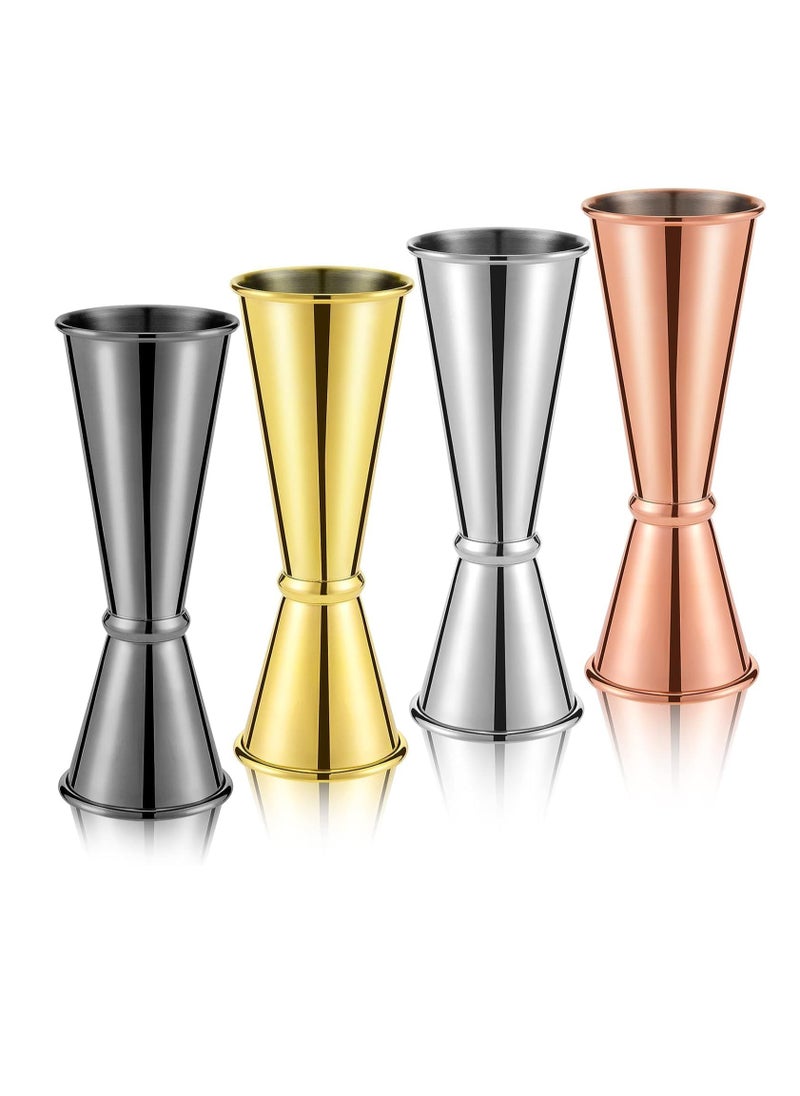 SYOSI Jigger for Bartending Double Cocktail Japanese Jigger 2 oz 1 oz 304 Stainless Steel Shot Glass Measuring Cup for Home Bar Drink Kitchen Bartender Tools Supplies Cup Shot Measure Double Jigger 4 Pcs  - Image 1