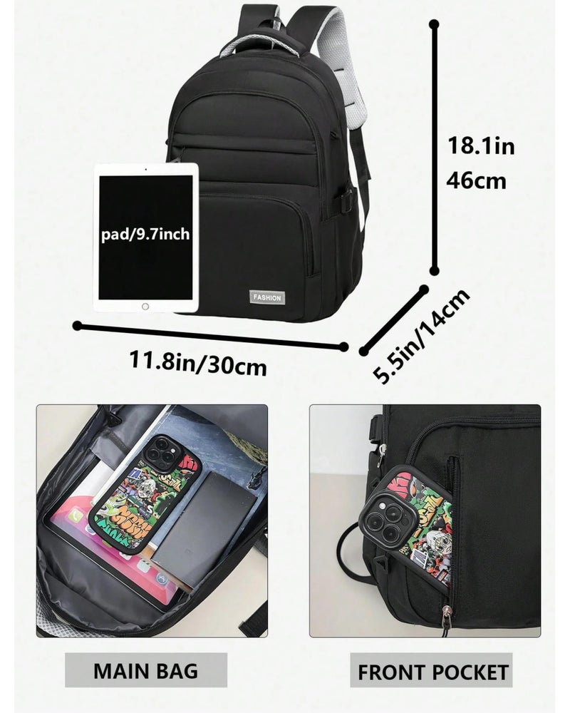 Glowic® Unisex Laptop Backpack – Water-Resistant Polyester, Multiple Compartments with 15.6″ Laptop & iPad Sleeve, Lightweight 400 g, Breathable Mesh Back for Office, College & Travel (BlackH) - Image 4