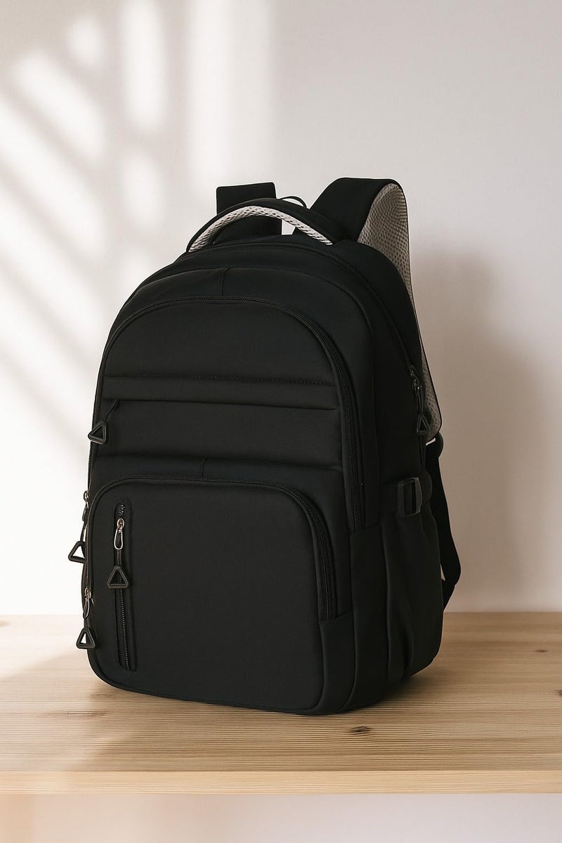 Glowic® Unisex Laptop Backpack – Water-Resistant Polyester, Multiple Compartments with 15.6″ Laptop & iPad Sleeve, Lightweight 400 g, Breathable Mesh Back for Office, College & Travel (BlackH) - Image 5