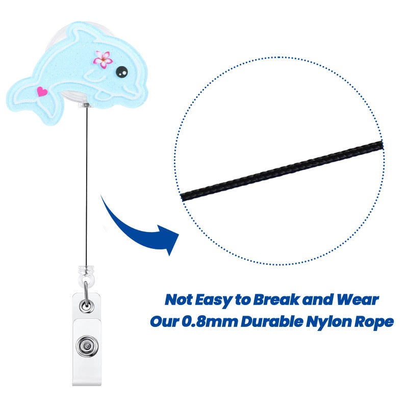 BVIIE Funny Pediatric Badge Reel  Cute Dolphin Retractable Id Card Badge Holder  Name Tag Work Badge Clip For Rn Lpn Cna Ma Er Night Shift Nurse Nursing Student Psychiatrist  Nurse Gifts  Teacher Gifts - Image 5