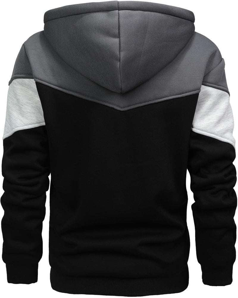 AIELVIN Men's Winter Fleece Thermal Jackets for Men Sherpa Lined Hoodies Warm Thick Jacket Outerwear IronGrey Grey Black(995) M - Image 3